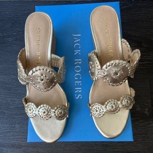 Brand New Platinum Jack Rodgers Lauren Mid Wedge